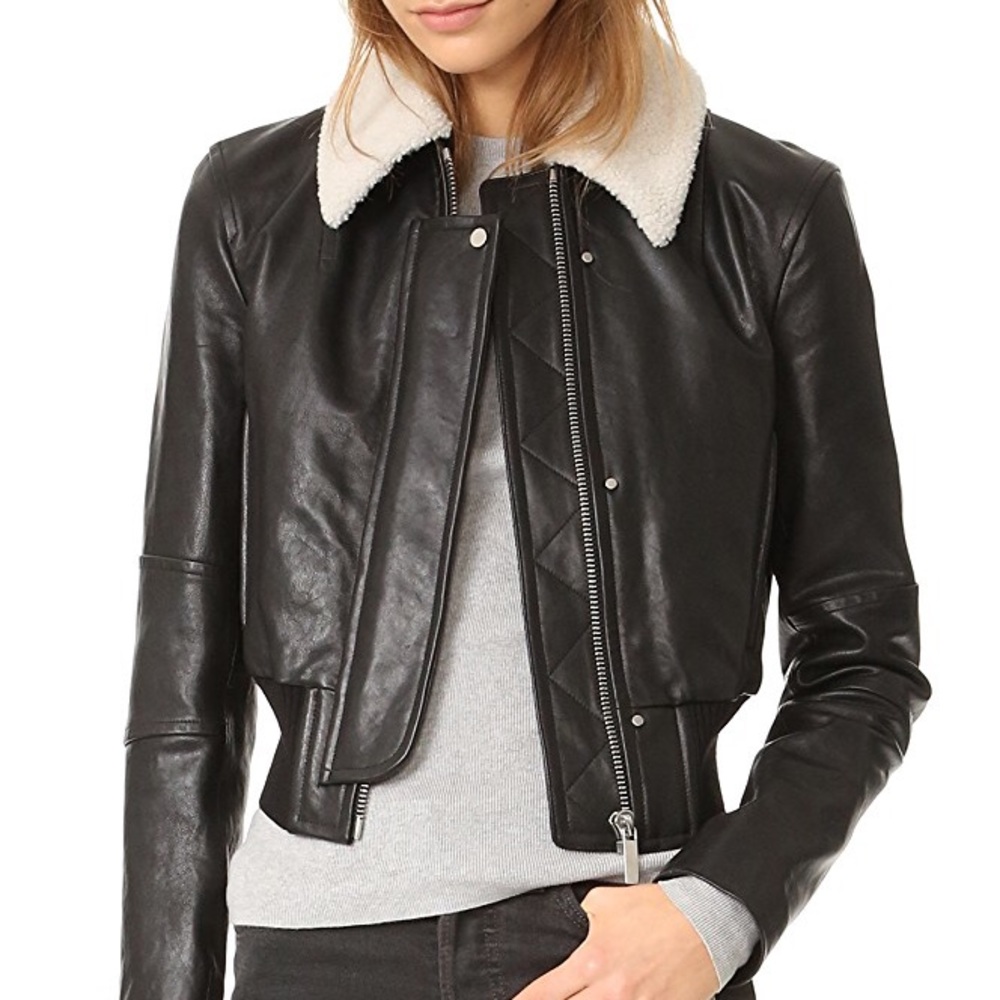 Helmut Lang leather jacket with detachable collar